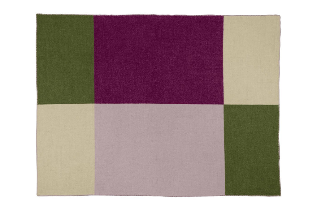 Hilu - Couverture En Laine - Laine De Nouvelle-Zélande - Purple‚ Lilac & Green