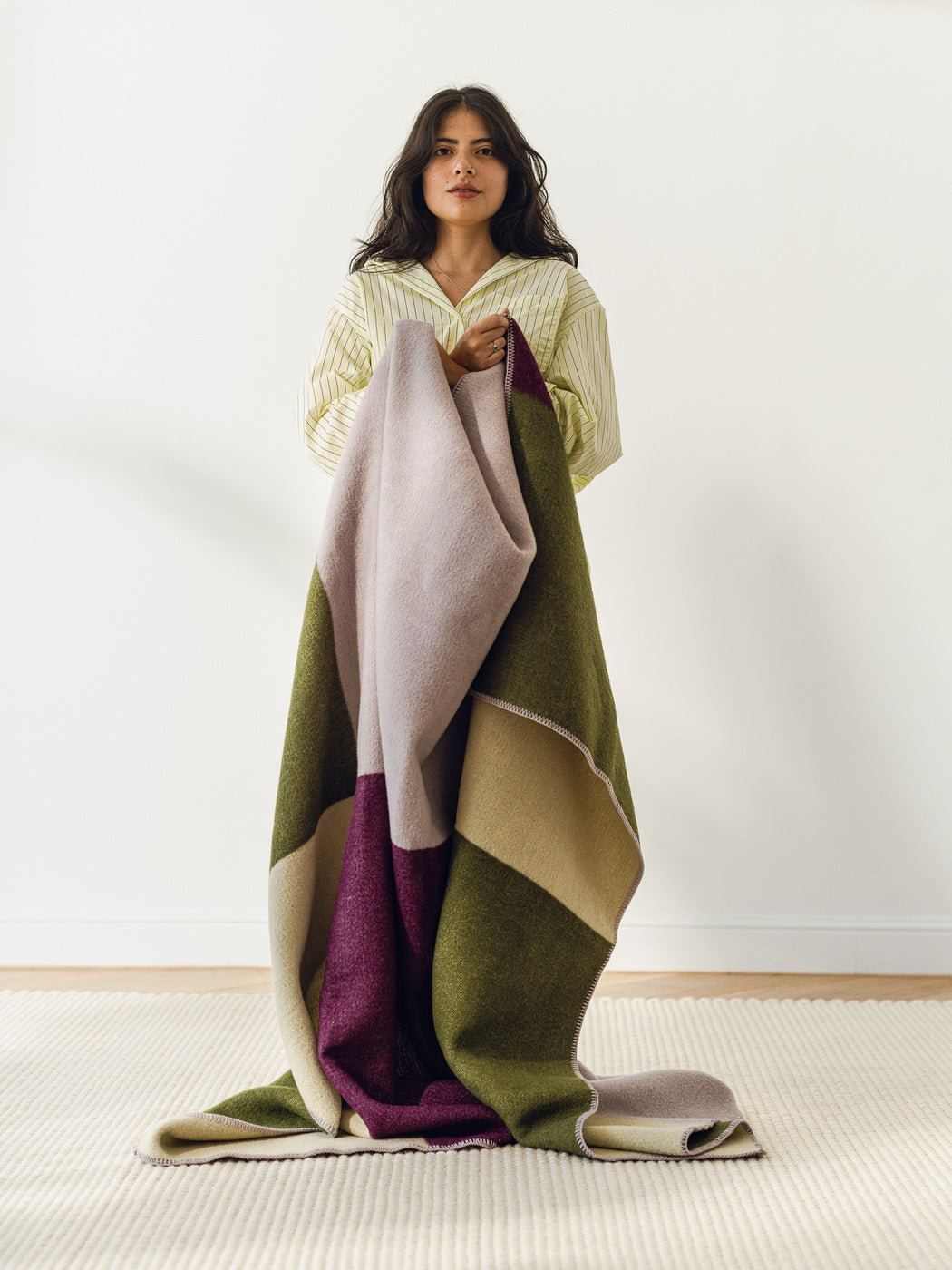 Hilu - Couverture En Laine - Laine De Nouvelle-Zélande - Purple‚ Lilac & Green