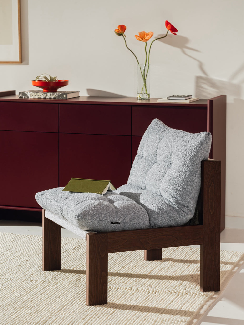 Huno - Lounge Chair - Cocoa Brown & Baby Blue Bouclé