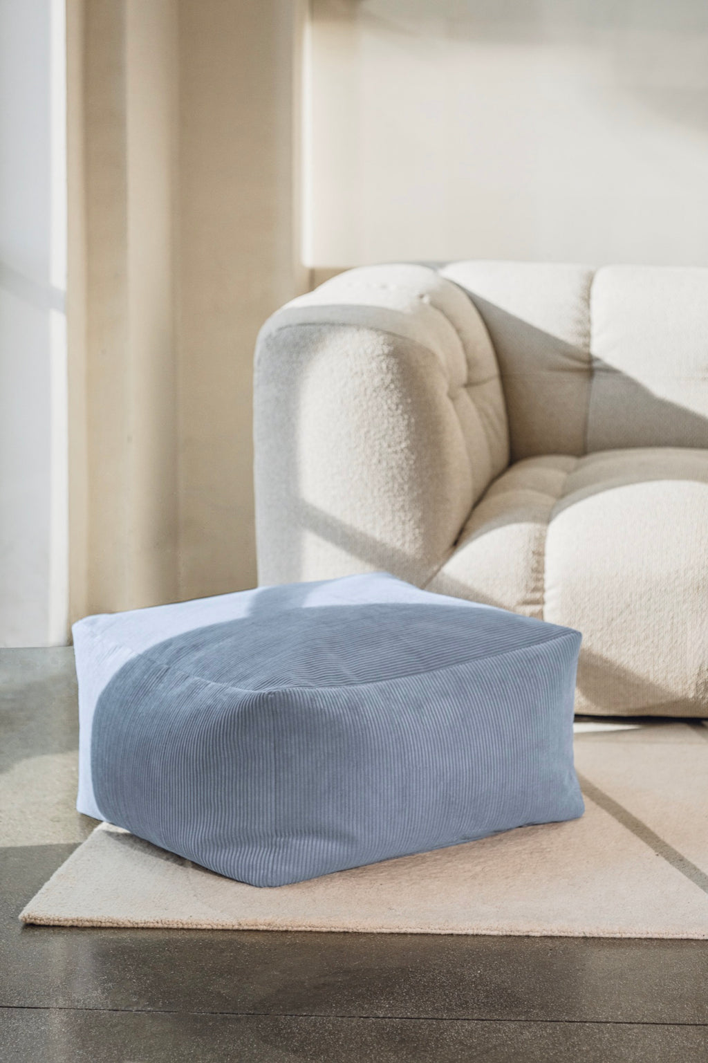 Keno - Pouf - Polyester - Baby Blue Corduroy