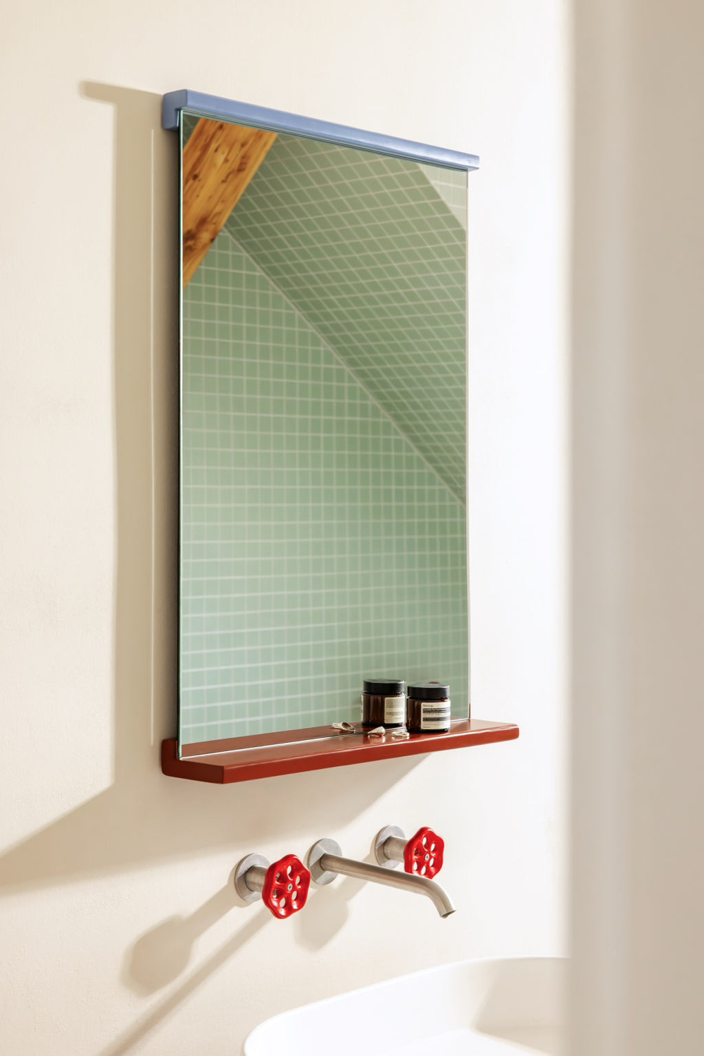 Miroir Mural Lun - Auburn Red & Frosty Blue