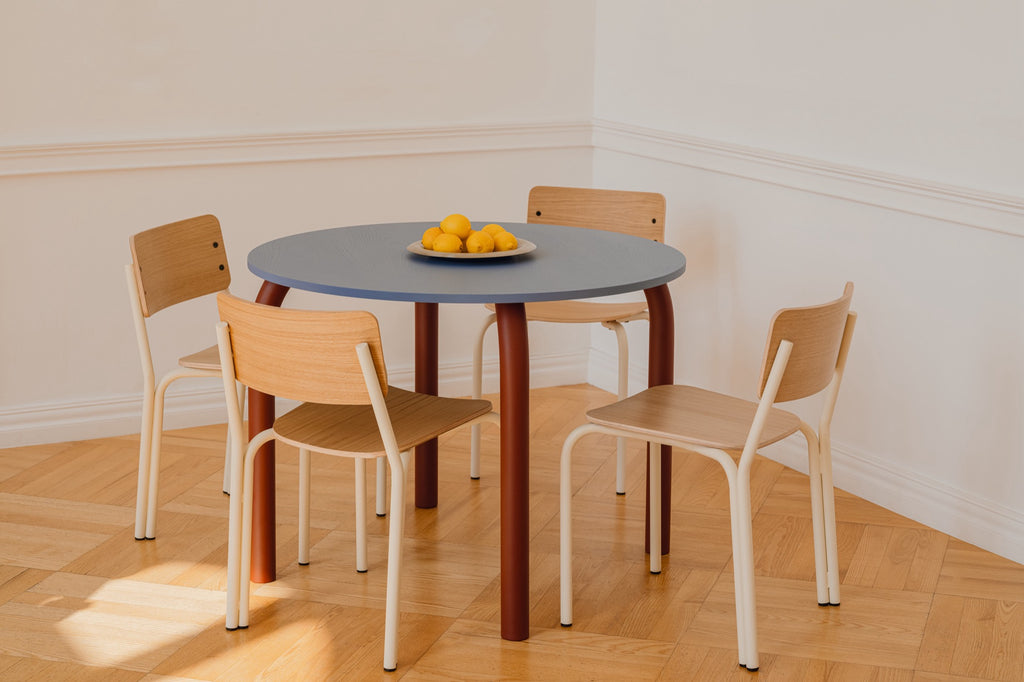 Meko - Table À Manger - Placage Frêne - Frosty Blue & Auburn Red