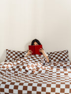 Plu - Housse De Couette - Coton - Baby Blue & Cocoa Brown