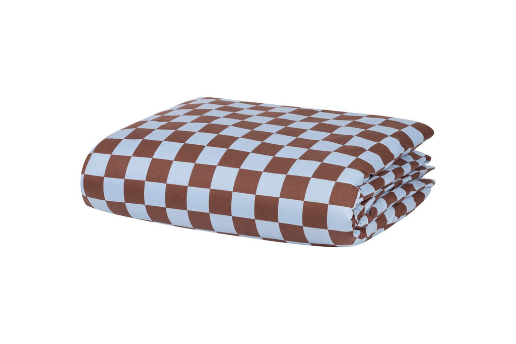 Plu - Housse De Couette - Coton - Baby Blue & Cocoa Brown