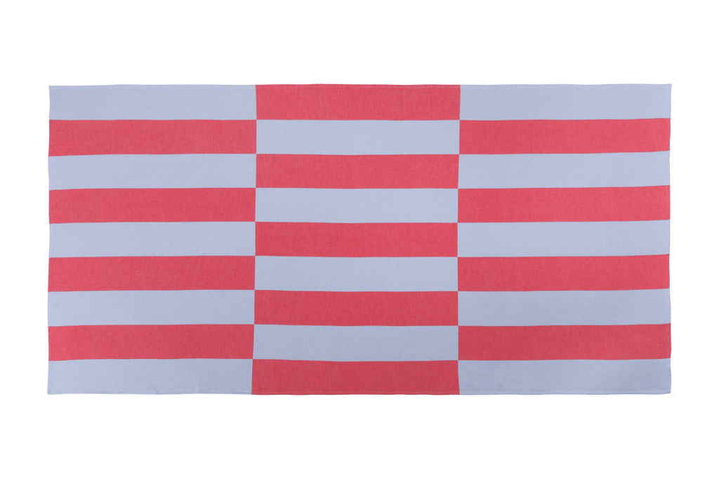 Serviette De Plage Su - Baby Blue & Red
