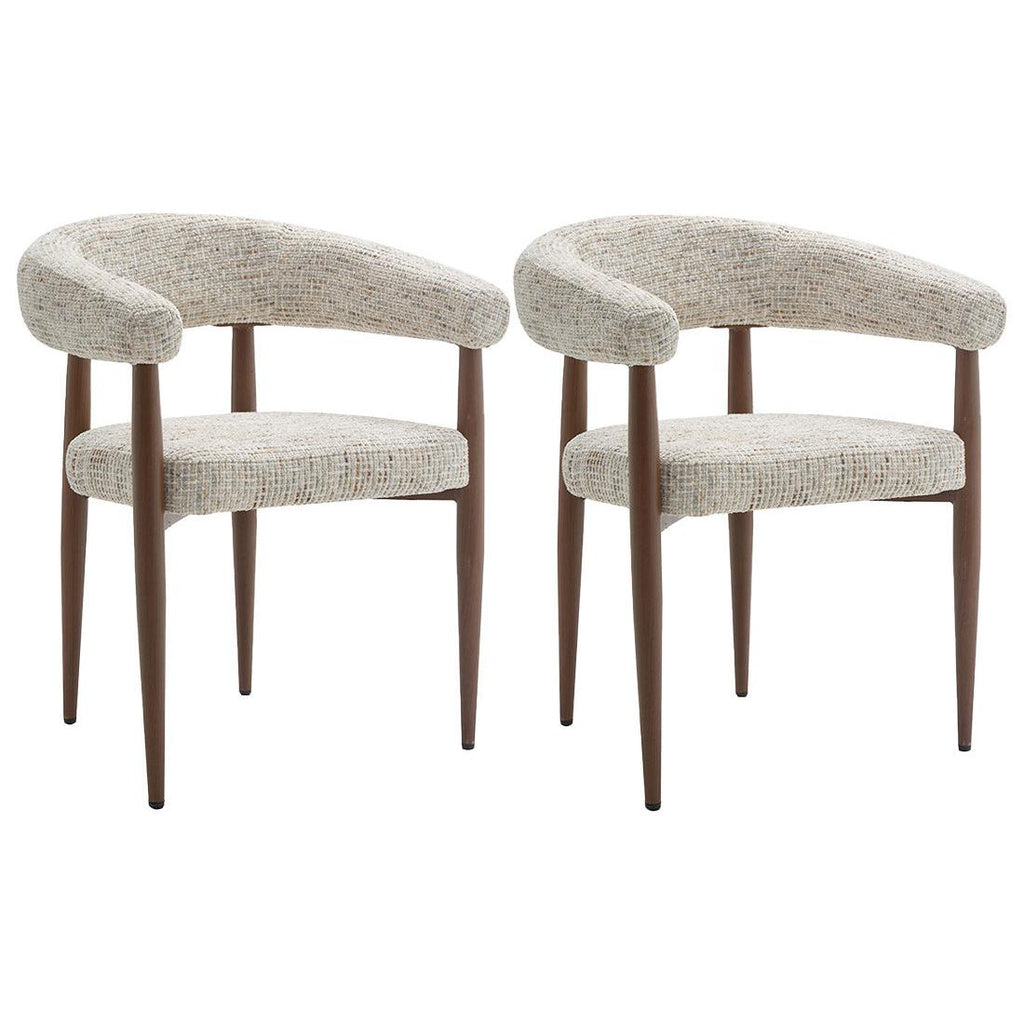 Nour - Lot De 2 Fauteuils - Tissu Moucheté - Beige