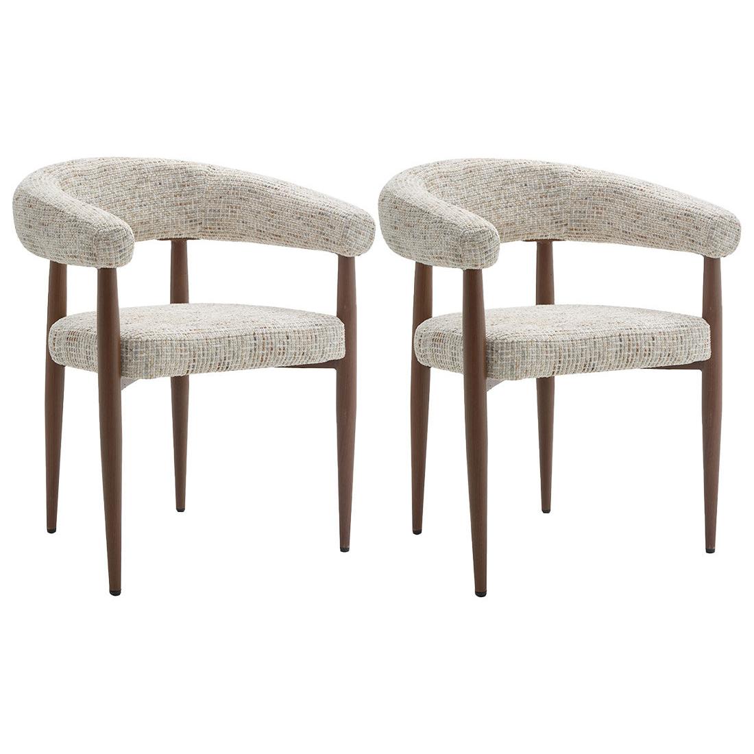 Nour - Lot De 2 Fauteuils - Tissu Moucheté - Beige