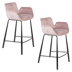 Brit - Lote de 2 Taburetes de Bar & de Mostrador - Poliéster - Rosa
