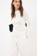 Top drapeado con espalda descubierta - Blanco