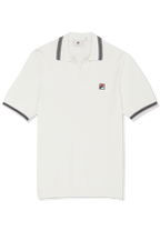 Knitted Polo Shirt With Classic Johnny Collar - Egret