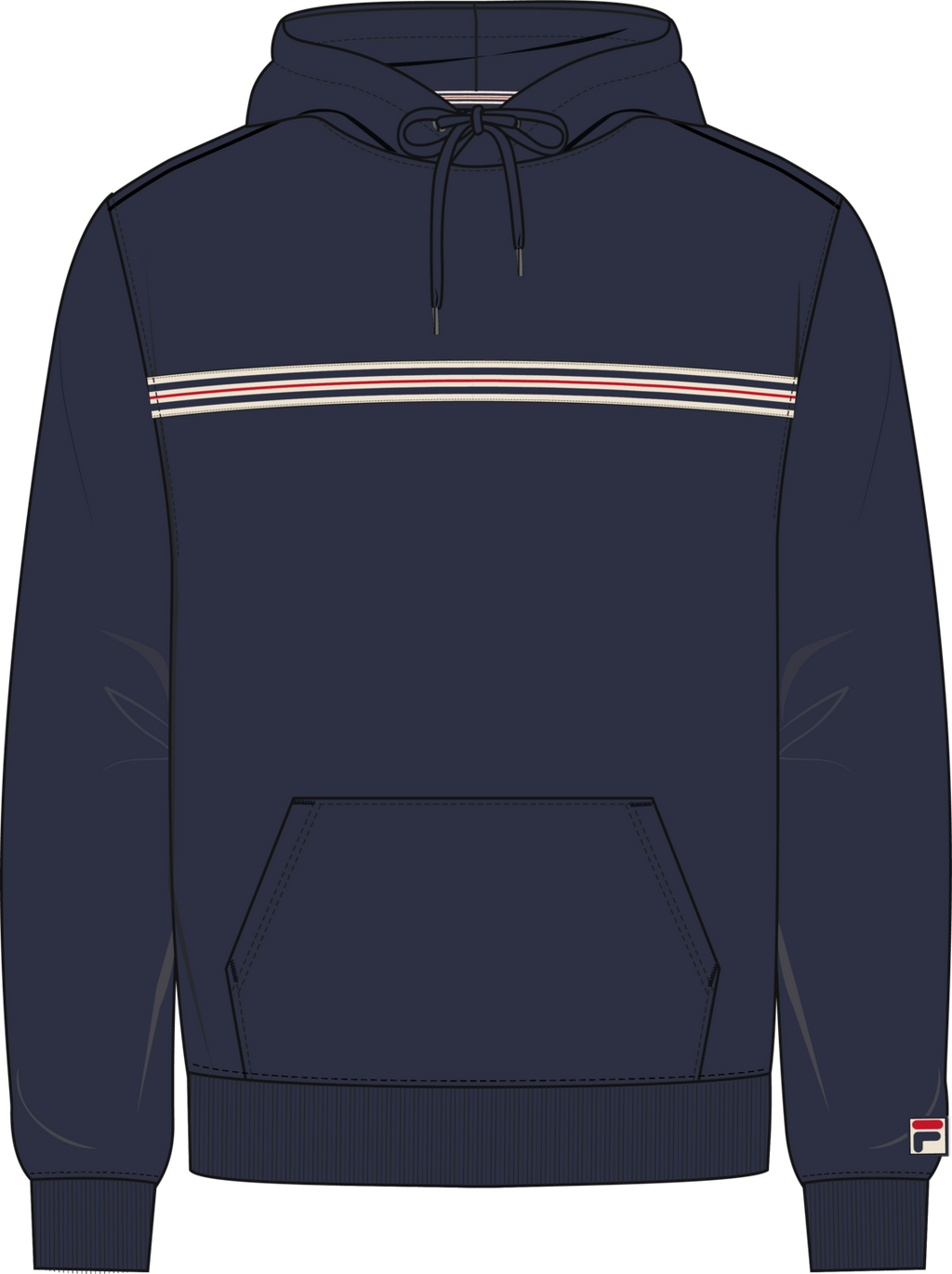 Hoodie À Bande Heritage Classique - Iris Noir