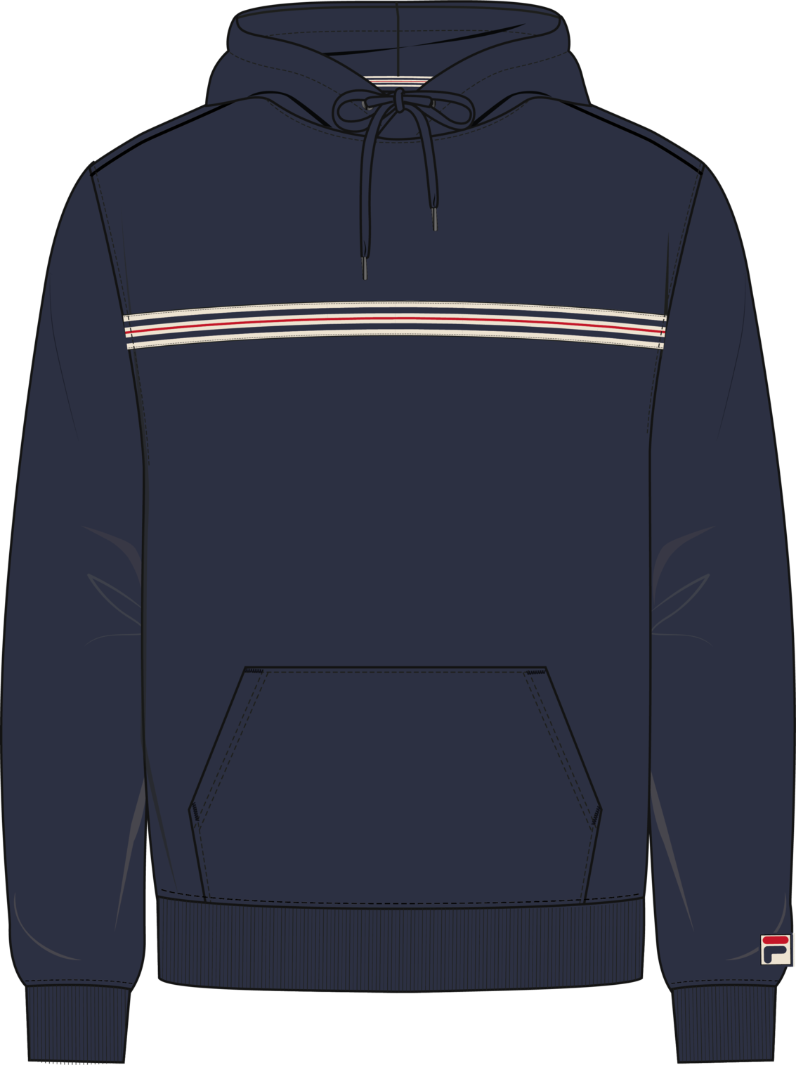 Hoodie À Bande Heritage Classique - Iris Noir