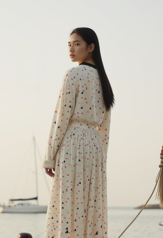 King T-Shirt in Ecru Stracciatella Print