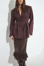 Oversized Fitted Waist Blazer - Plum