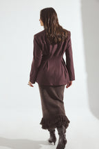 Oversized Fitted Waist Blazer - Plum