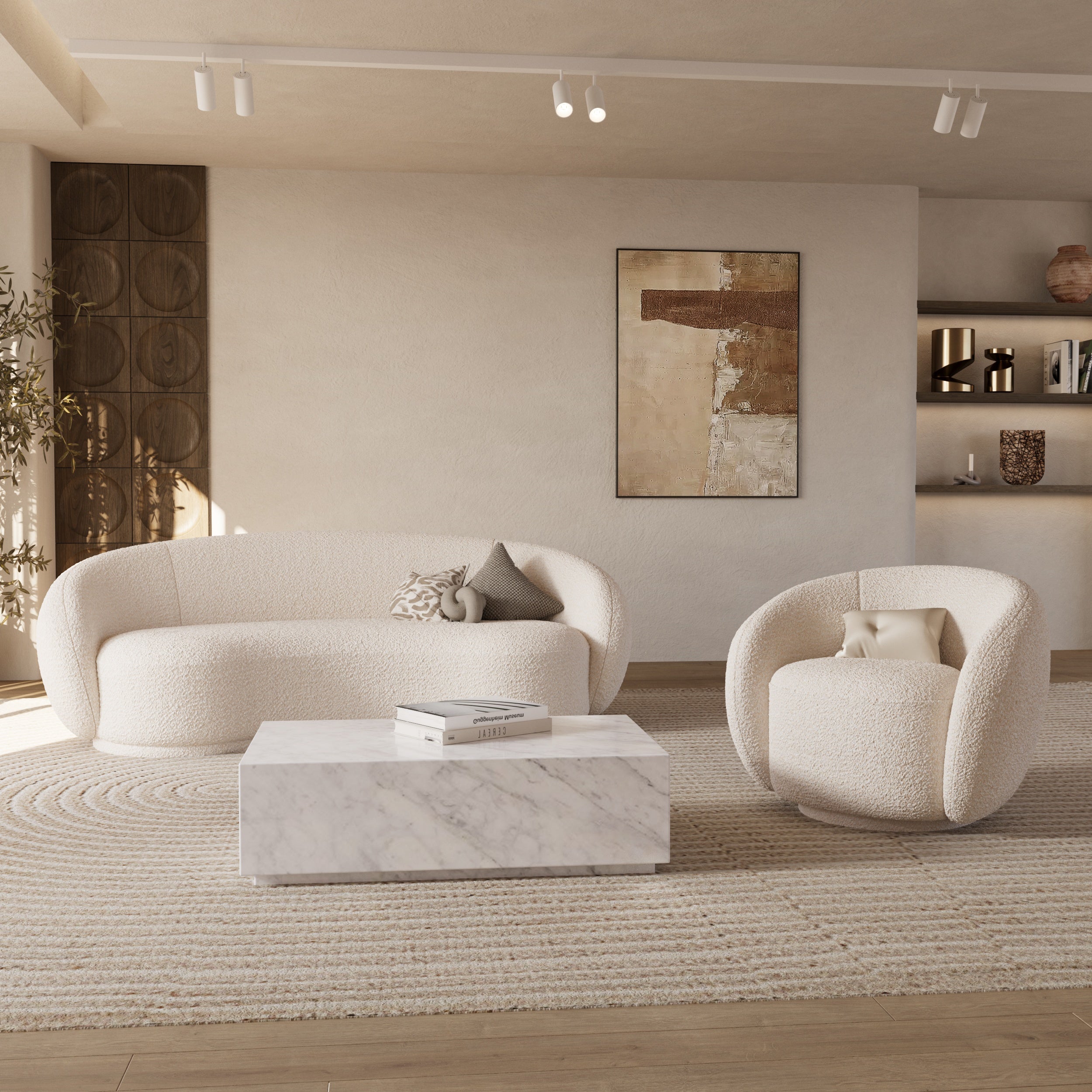 Izaé - Ensemble Canapé, Fauteuil Et Table Basse 4 Personnes
