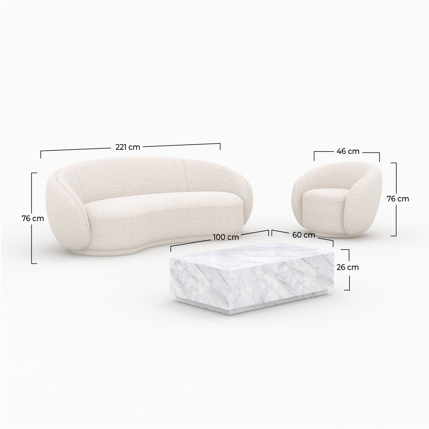 Izaé - Ensemble Canapé, Fauteuil Et Table Basse 4 Personnes