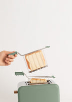 Pack Toast Retro - Petit Grille-Pain À Fentes Larges + 2 Grilles Pour Sandwichs - Vert Sauge