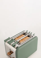Pack Toast Retro - Petit Grille-Pain À Fentes Larges + 2 Grilles Pour Sandwichs - Vert Sauge