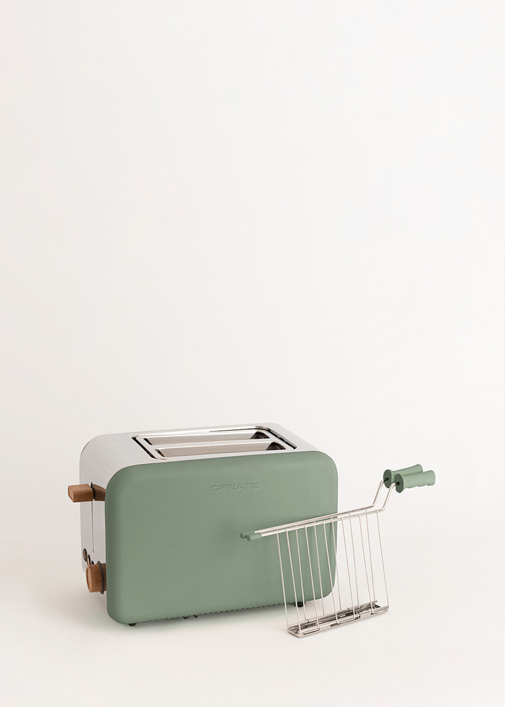 Pack Toast Retro - Petit Grille-Pain À Fentes Larges + 2 Grilles Pour Sandwichs - Vert Sauge