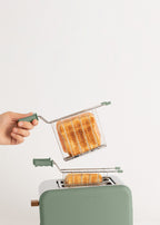 Pack Toast Retro - Petit Grille-Pain À Fentes Larges + 2 Grilles Pour Sandwichs - Vert Sauge