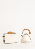 Pack - Petit Grille-Pain Toast Retro + Petite Bouilloire Kettle Retro 1L - Blanc Cassé