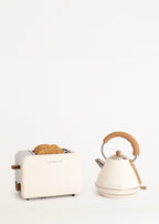 Pack - Petit Grille-Pain Toast Retro + Petite Bouilloire Kettle Retro 1L - Blanc Cassé