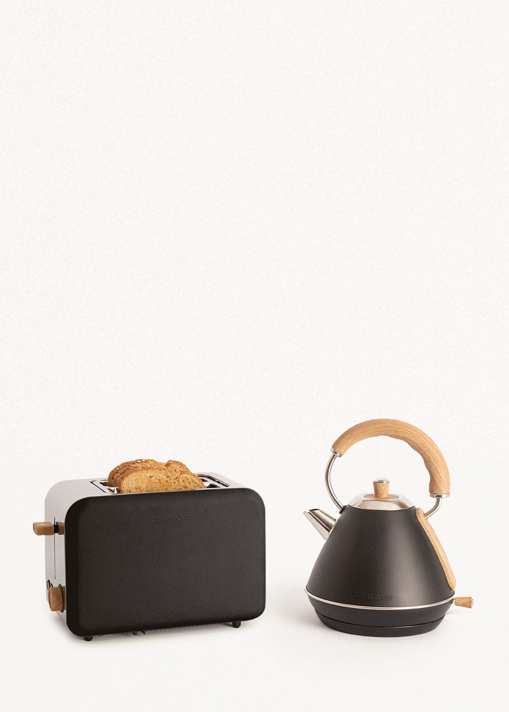 Pack - Petit Grille-Pain Toast Retro + Petite Bouilloire Kettle Retro 1L - Noir