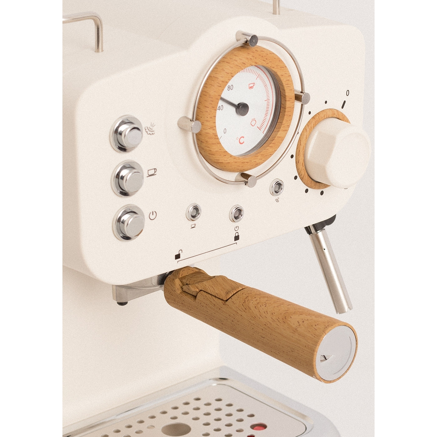 Pack Toast Retro Grille-pain + Thera Retro Cafetière Express Finition Mate - Blanc Cassé