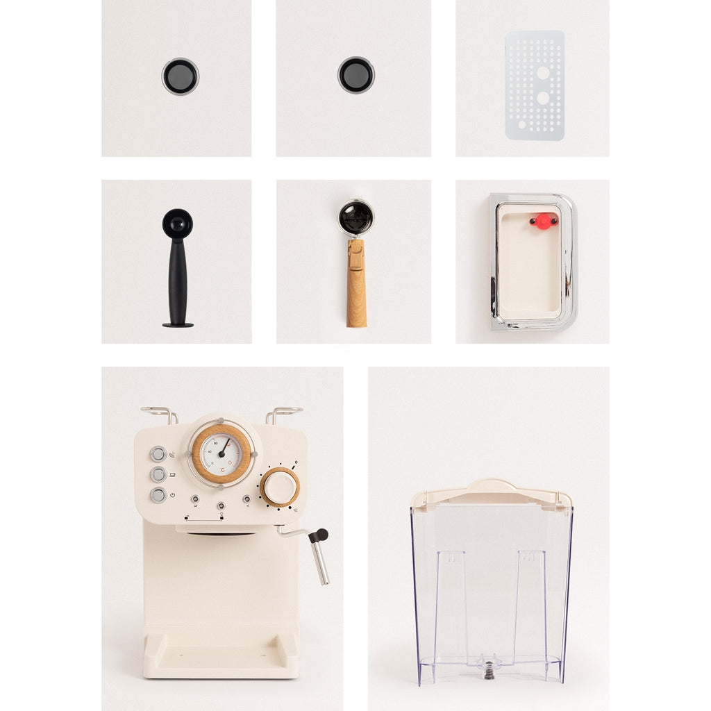 Pack Toast Retro Grille-pain + Thera Retro Cafetière Express Finition Mate - Blanc Cassé