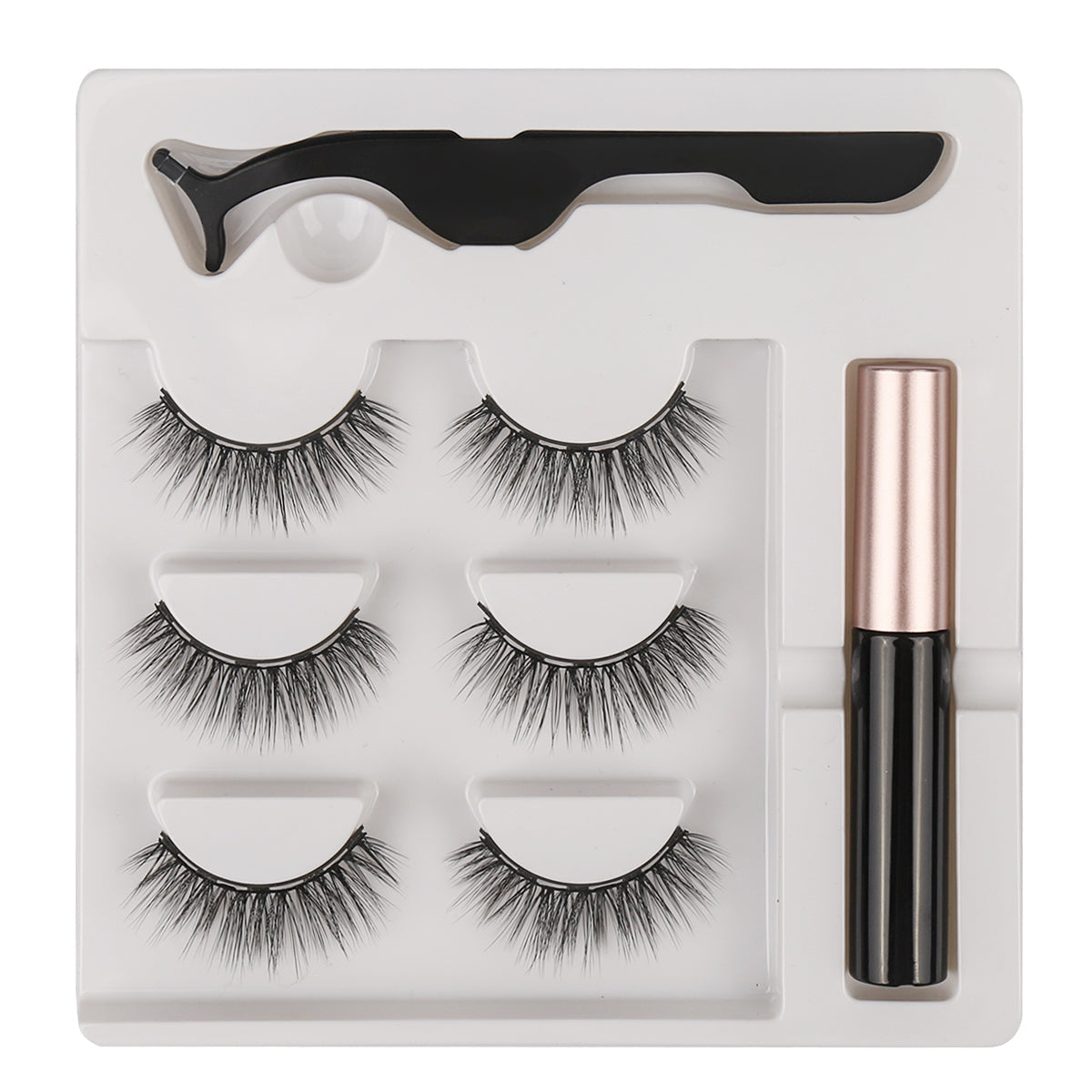 Paio di ciglia finte magnetiche effetto naturale + eyeliner