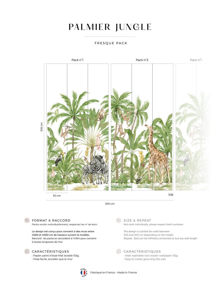 Jungle Palms Wall Mural - Palm Green