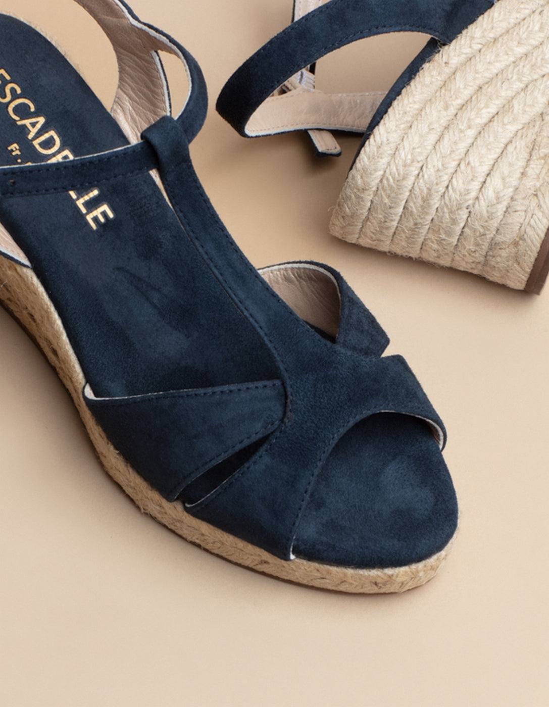 Espadrilles Mi-Talon Palombaggia - Cuir Daim Marine - Femme