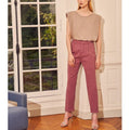 Ambre Highwaist Cropped Chino Trousers - Purple Grey - Women