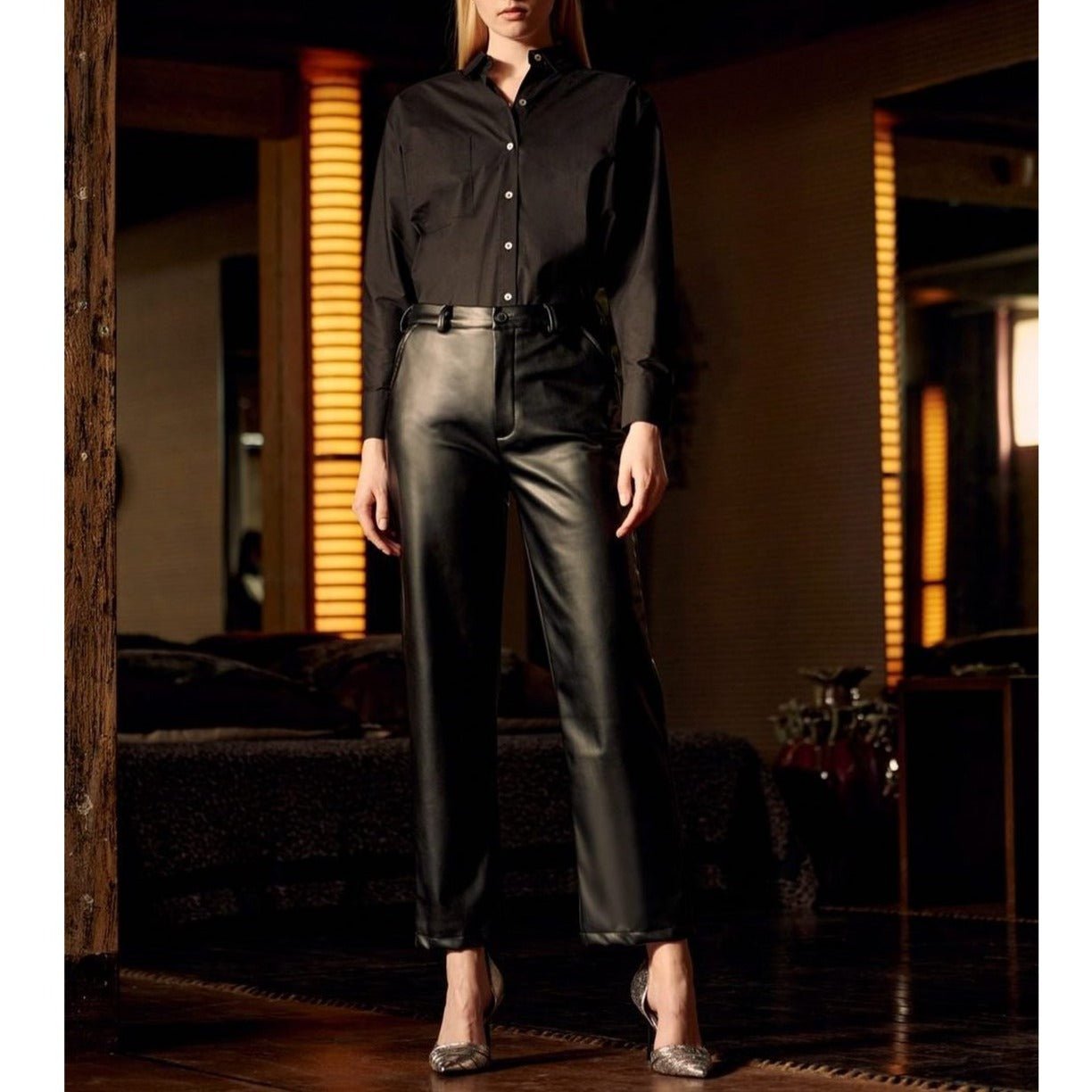 Pantalon Chino Highwaist Sandy Hig Rock - Black - Femme