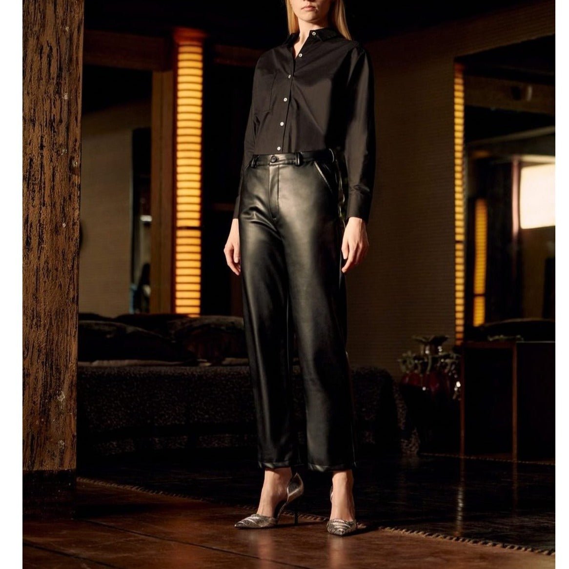 Pantalon Chino Highwaist Sandy Hig Rock - Black - Femme