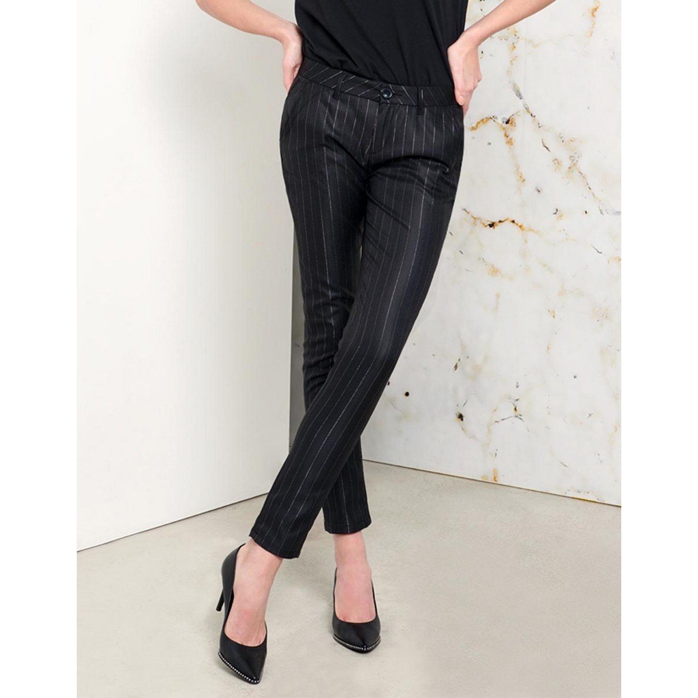 Pantalon Chino Sandy Fancy - Black Silver - Femme