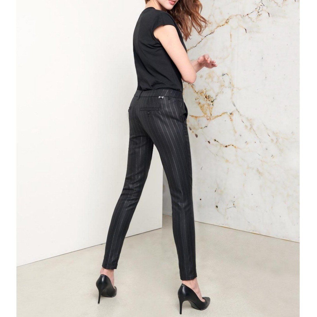 Pantalon Chino Sandy Fancy - Black Silver - Femme