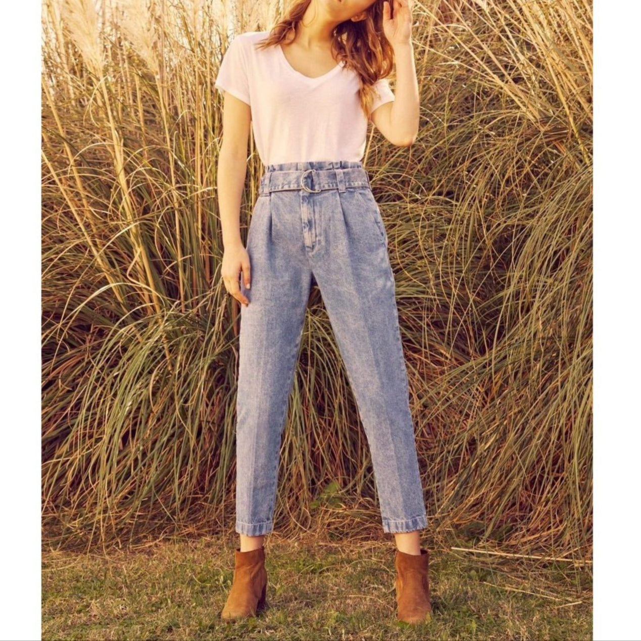 Pantalón Cigarette Highwaist Cropped Ava - Denim B-336 - Mujer