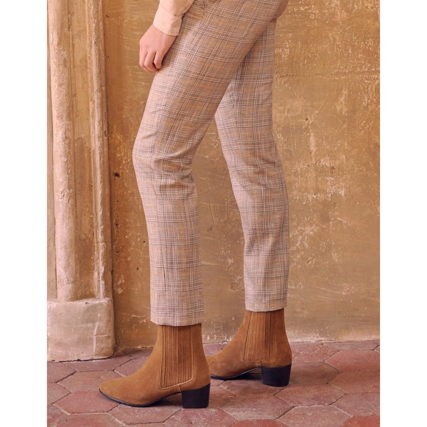 Liv Fancy Cigarette Trousers - Golden Tartan - Women
