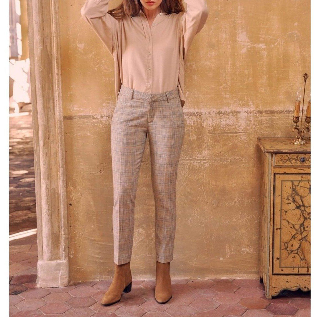 Liv Fancy Cigarette Trousers - Golden Tartan - Women