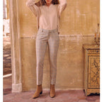 Liv Fancy Cigarette Trousers - Golden Tartan - Women