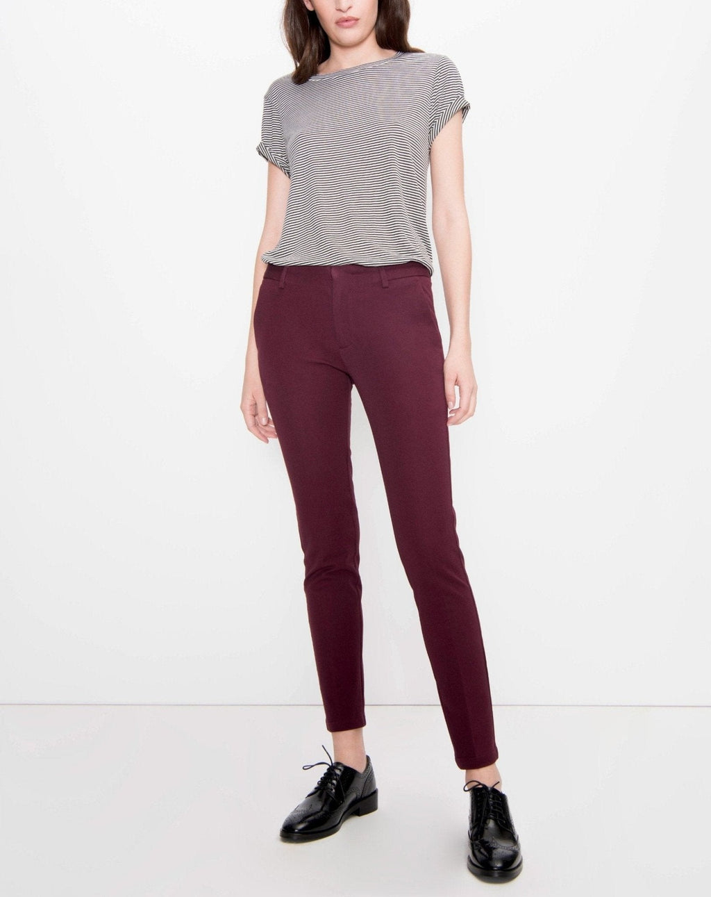 Pantalon Cigarette Lizzy Color - Bordeaux Fonce - Femme