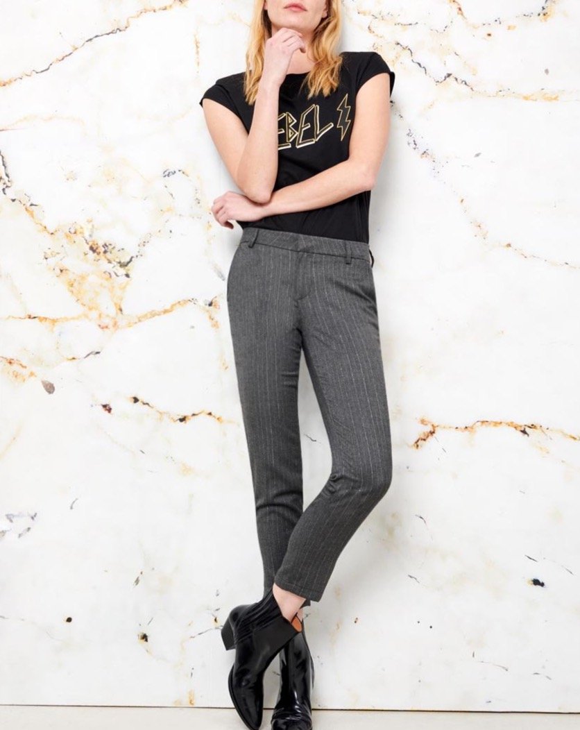 Pantalón pitillo Lizzy Fancy - Rayas grises plateadas - Mujer
