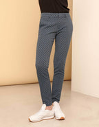 Cigarette Lizzy Fancy Navy Flow Trousers