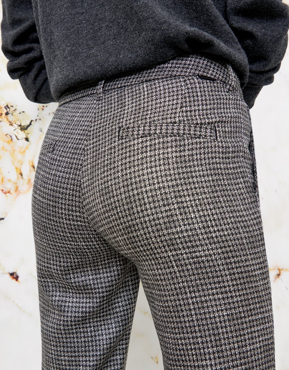 Cigarette Lizzy Fancy Pants - Silver Houndstooth - Women's