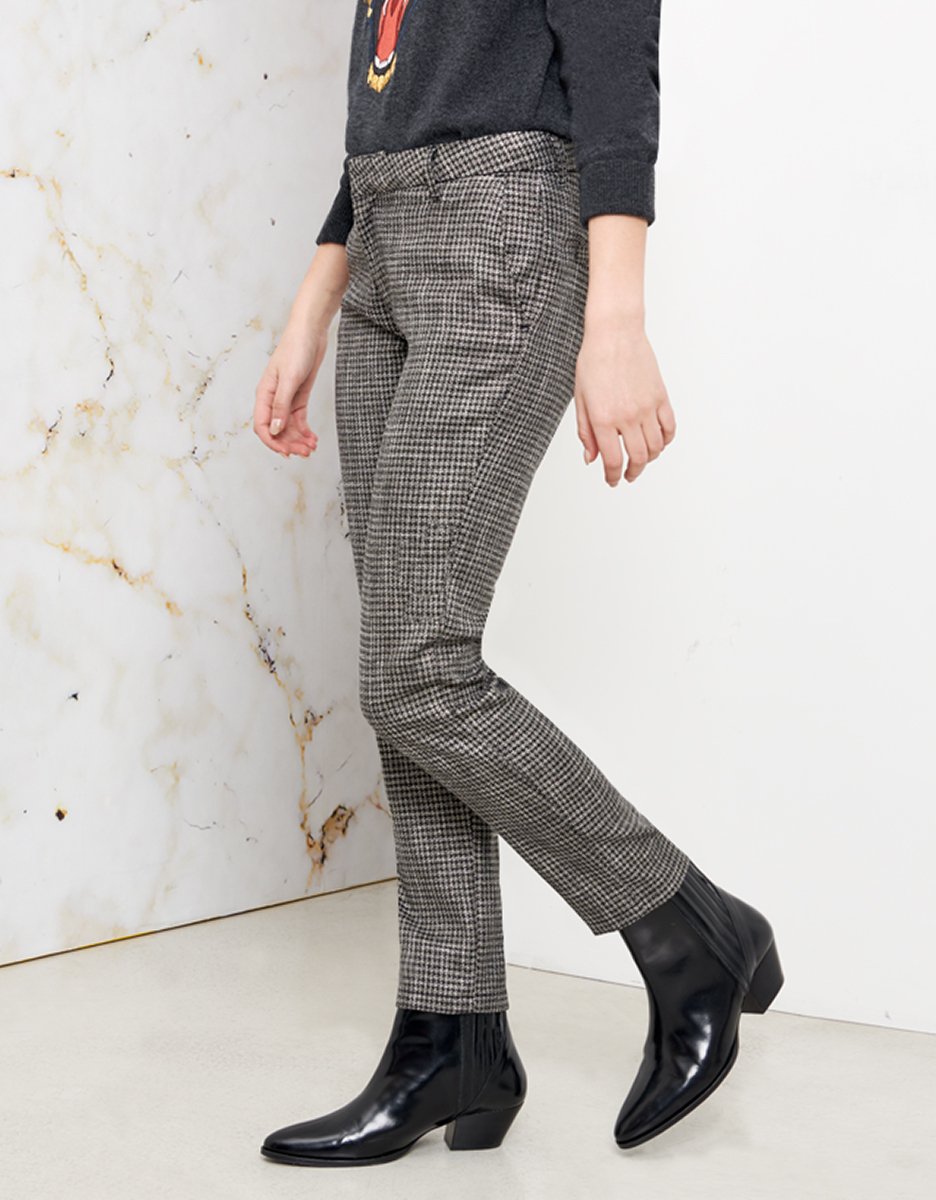 Cigarette Lizzy Fancy Pants - Silver Houndstooth - Women's