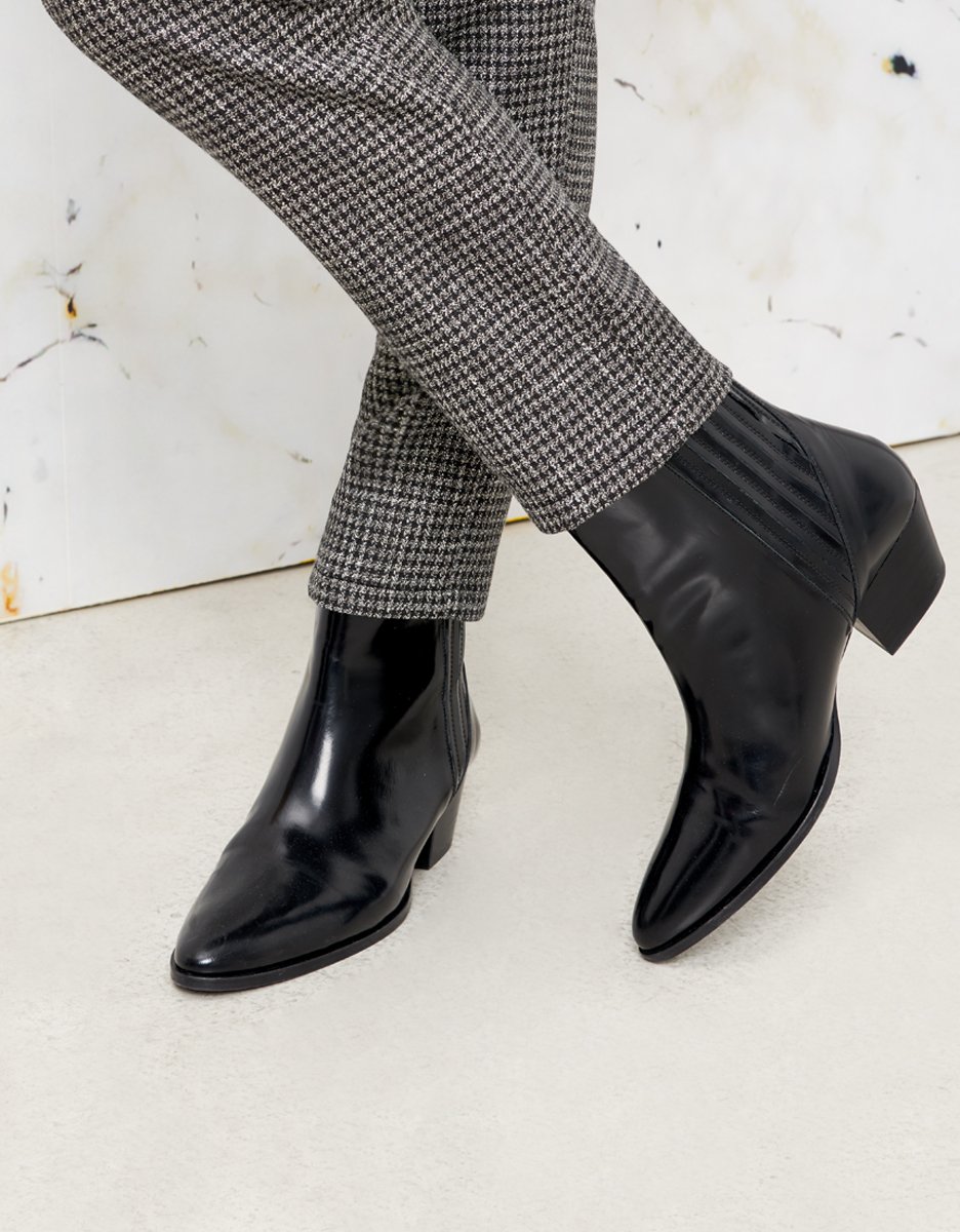 Cigarette Lizzy Fancy Pants - Silver Houndstooth - Women's