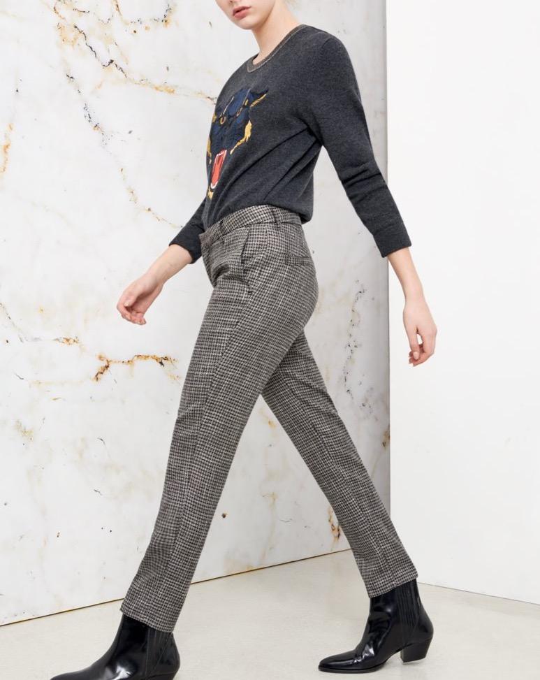 Cigarette Lizzy Fancy Pants - Silver Houndstooth - Women's