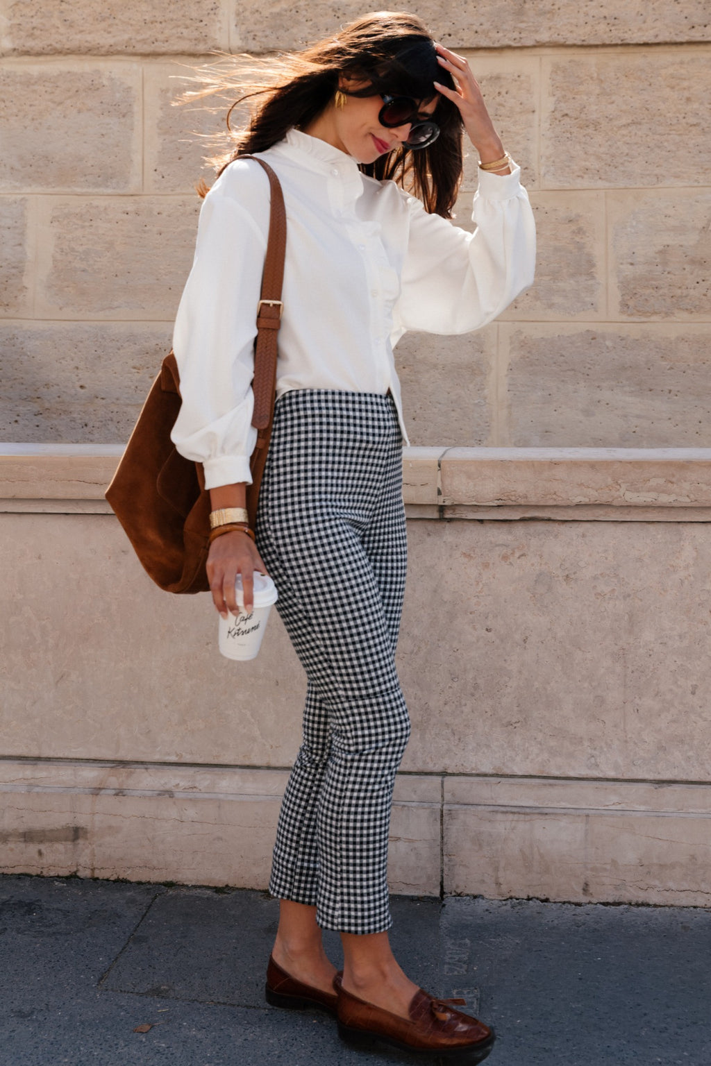 PINO VICHY BLACK TROUSERS